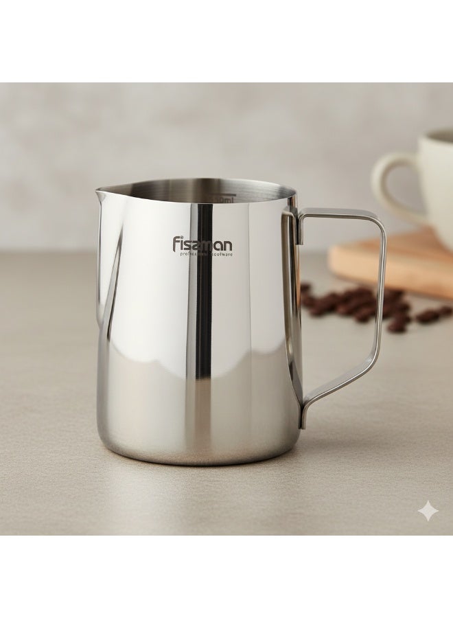 Fissman إبريق رغوة الحليب 600 مل – وعاء بخار الحليب من الفولاذ المقاوم للصدأ للقهوة، فن اللاتيه، الكابتشينو، الإسبريسو – كوب رغوة بارستا مع مقبض - Image 2