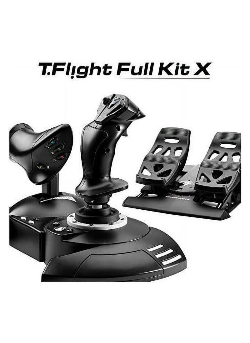 T.Flight Full Kit X: Complete Kit for Flight Simulation, Joystick and Detachable Throttle, Rudder Pedals with Slide Rails, Compatible with Xbox Series X|S, Xbox One and PC