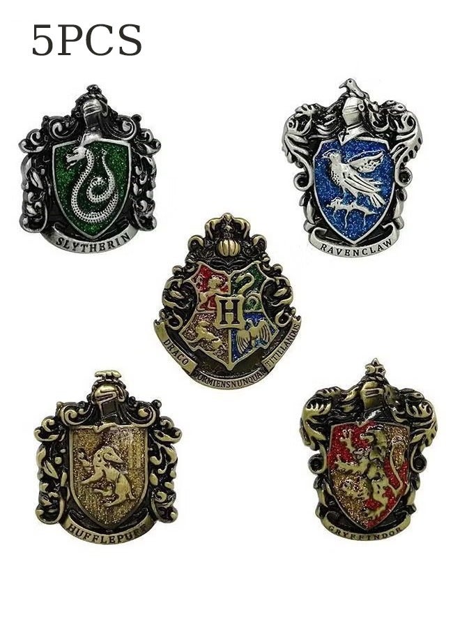 Unewshi 5 Pcs Brooches - Harry Potter Brooch - Creative Cartoon Alloy Brooch - Suitable for School Bags/Jackets/Sweaters/Scarves/Jeans/Backpacks/Enamel Pins  - Image 1