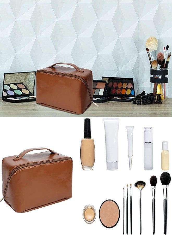 AVMPHD Cosmetic Travel Bag, Women's Makeup Travel Accessory- Cosmetic Bag Portable Leather, Makeup Bags with Handle & Divider, Wide Opening Cosmetic/Makeup Organizer (Multi Colour) - Image 5