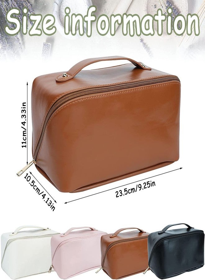 AVMPHD Cosmetic Travel Bag, Women's Makeup Travel Accessory- Cosmetic Bag Portable Leather, Makeup Bags with Handle & Divider, Wide Opening Cosmetic/Makeup Organizer (Multi Colour) - Image 3