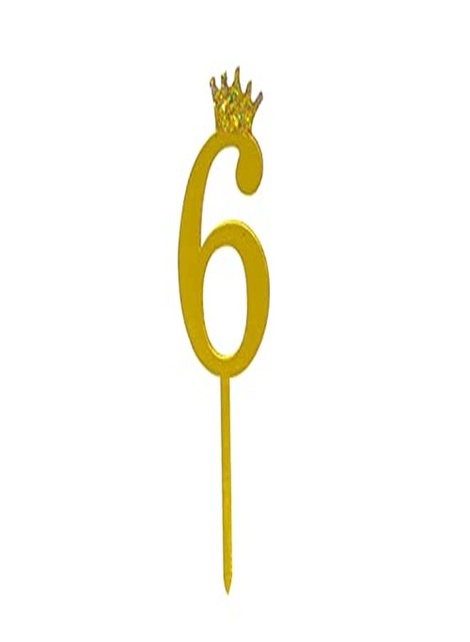 Marvorld Golden Acrylic Cake Topper Big Size Gold Number for Birthday/Anniversary (6) - Image 1