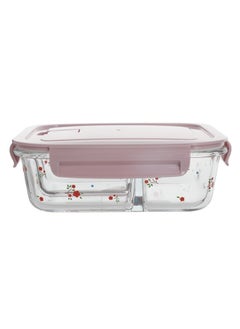HOMESTAR Printing 3 compartment Food Meals Storage Container Gilrs Glass Lunch Box BPA-Free Fruit Vegetable Bento Box Microwave Oven Freezer Dishwasher Pink  - Image 4