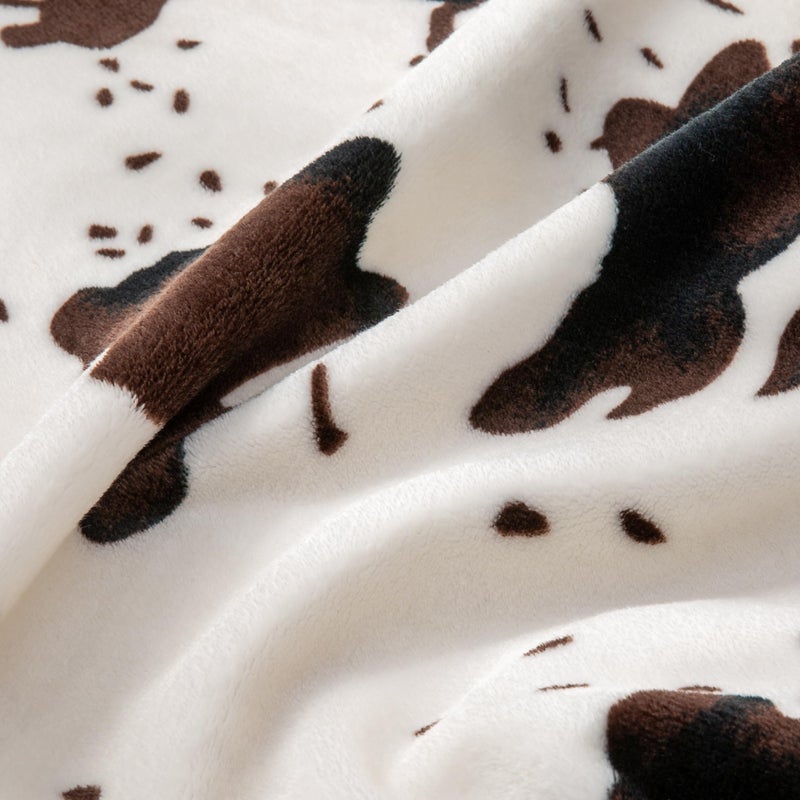 BEDELITE Cow Print Throw Blanket for Couch & Bed, 300GSM Cute Luxury Plush Cozy Fuzzy Blanket 50" x 60", Super Soft Warm Lightweight Throw Blanket for Travel Camping, Brown - Image 4