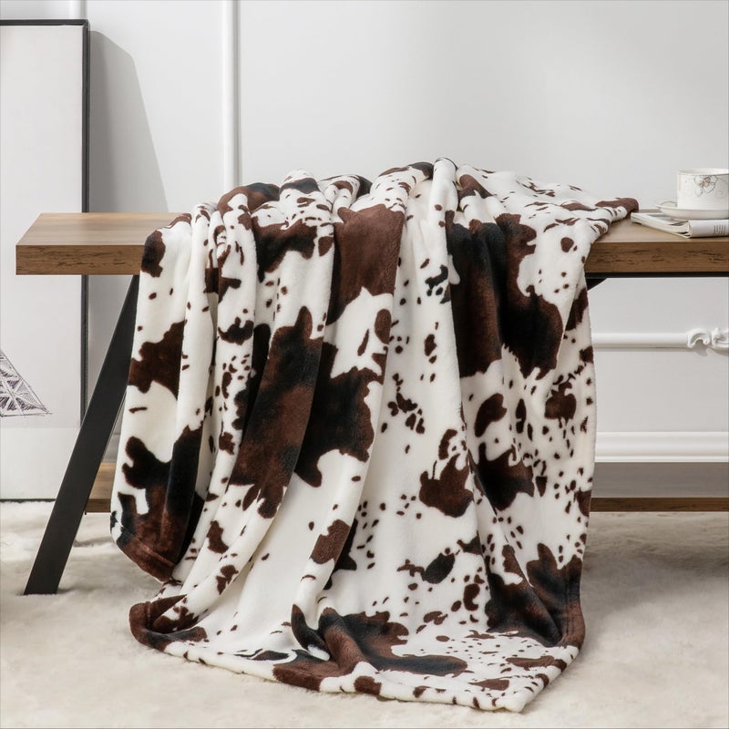 BEDELITE Cow Print Throw Blanket for Couch & Bed, 300GSM Cute Luxury Plush Cozy Fuzzy Blanket 50" x 60", Super Soft Warm Lightweight Throw Blanket for Travel Camping, Brown - Image 5