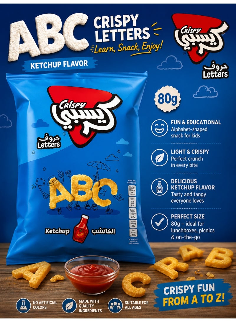Crispy Letter Chips with Ketchup Flavour – 80g | Fun Alphabet-Shaped Potato Snack - Image 3