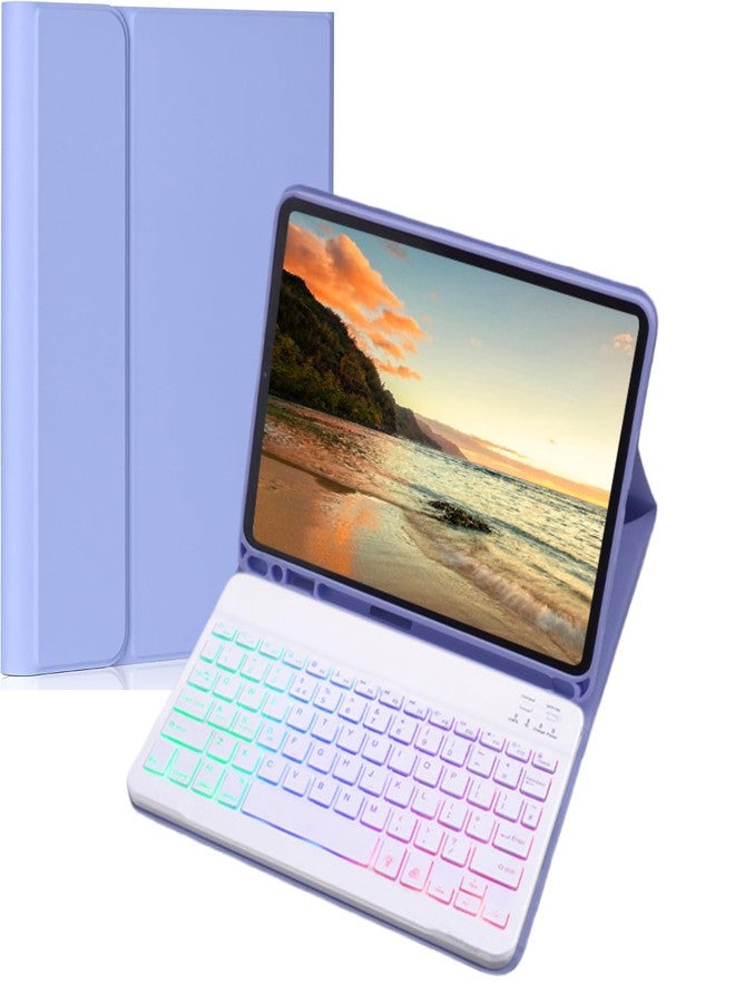NUWONAYA Keyboard Case for iPad Air 13 inch M3 (2025)/M2 (2024), iPad Pro 12.9 inch (3/4/5/6th Gen), Slim 7 Color Rainbow Backlight Detachable Magnetic Keyboard Cover with Pencil Holder,Purple - Image 1