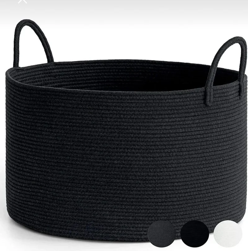 بدز ديري Bdz Leather Jute Wicker Basket Organizer Toy Laundry Basket