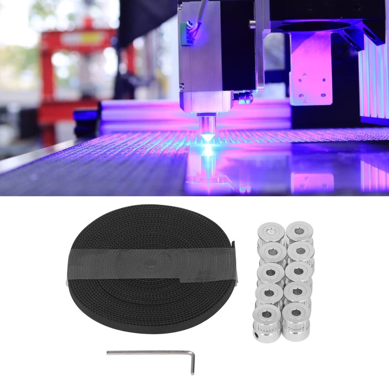 طقم عجلة متزامنة من سبائك الألومنيوم 20T مع حزام توقيت مطاطي 6 مم لطابعة CNC ثلاثية الأبعاد - Image 3