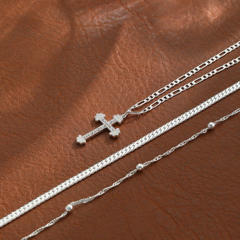 Amicon Cross Necklace for Women, Silver Plated Stacked Necklaces Dainty Cross Pendant Choker Simple Trendy Cute Cross Charm Diamond Necklace Faith Jewelry Religious Minimalist Gift - Image 4