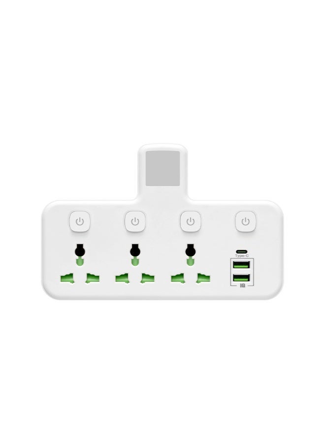 Multi-Outlet UK Plug Adapter With 3 Sockets, USB-C, USB Ports, LED Night Light and Wireless Charging - Image 1