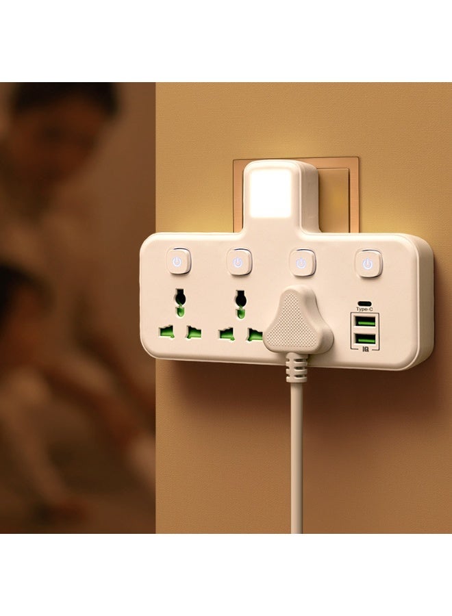 Multi-Outlet UK Plug Adapter With 3 Sockets, USB-C, USB Ports, LED Night Light and Wireless Charging - Image 4