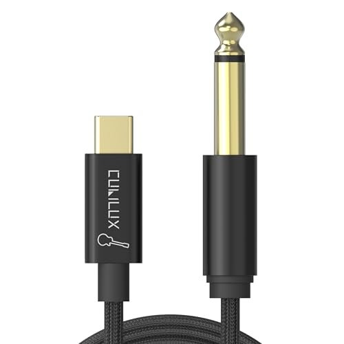 Cubilux Guitar to USB C Cable Compatible with iPhone 17/16/15 Pro Max, iPad Pro, MacBook, Samsung S25/S24/S23/S22 Pixel 10/9/8/7 Pro, Laptop, Type C to 6.35mm 1/4-in Line-in Cord for Instruments, 6 FT - Image 1