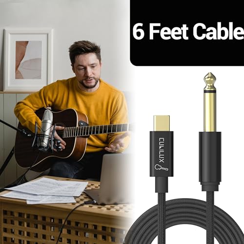Cubilux Guitar to USB C Cable Compatible with iPhone 17/16/15 Pro Max, iPad Pro, MacBook, Samsung S25/S24/S23/S22 Pixel 10/9/8/7 Pro, Laptop, Type C to 6.35mm 1/4-in Line-in Cord for Instruments, 6 FT - Image 5