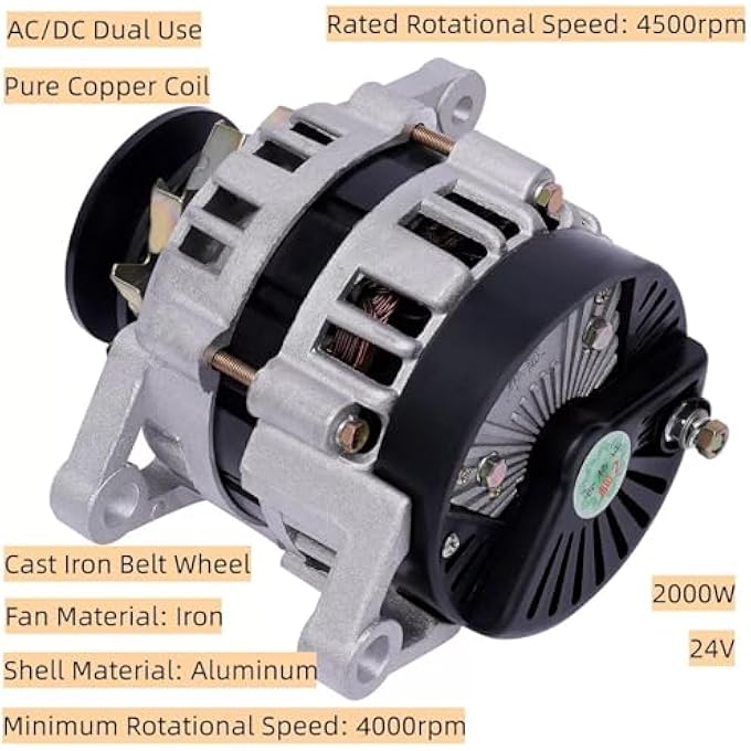 OLONETO 2000W 36V 48V 60V 72V Permanent Magnet Brushless Generator Pure Copper Coil High Power Low Speed Permanent Magnet DC Generator(60V) - Image 2