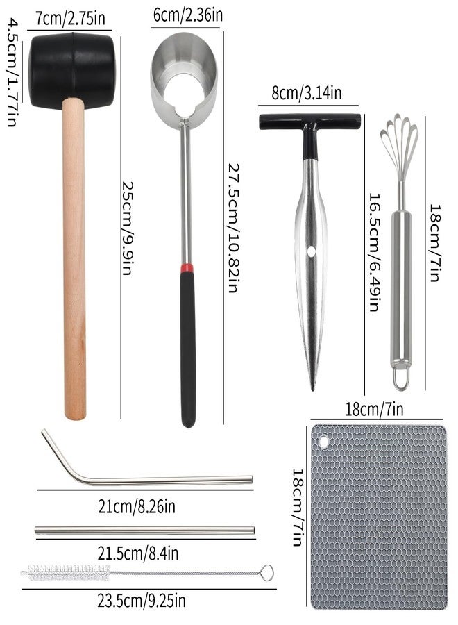 HPMAISON Coconut Opener Tool Set Safe & Easy Coconuts Tool to Open Young & Mature Coconuts with Stainless Steel Coconut Grater Scraper Rubber Mallet Meat Removal Coco Nut Opener Silicone Mat Straw Bag - Image 2