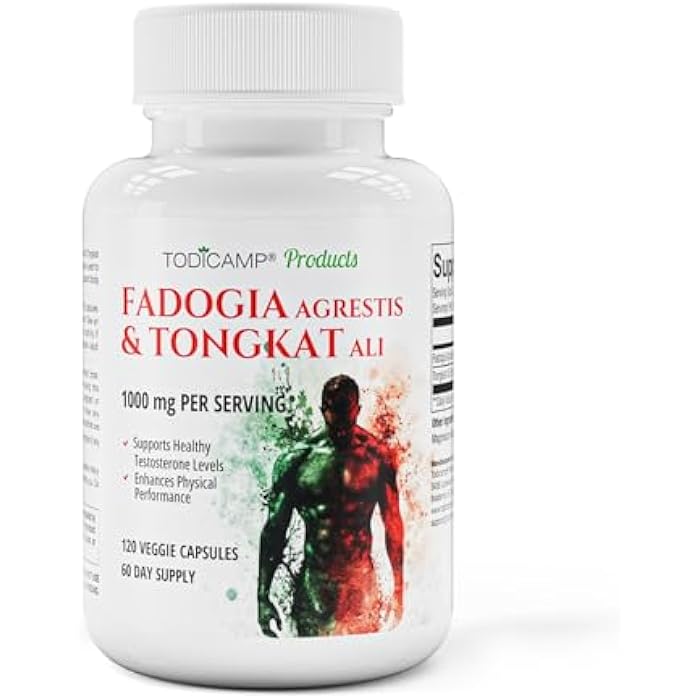 TODICAMP Fadogia Agrestis 20:1 with Tongkat Ali 1000mg Complex Longjack Tongkat Ali Extract with Fadogia Agrestis 600mg Supplement - 60 Days Supply - Image 1