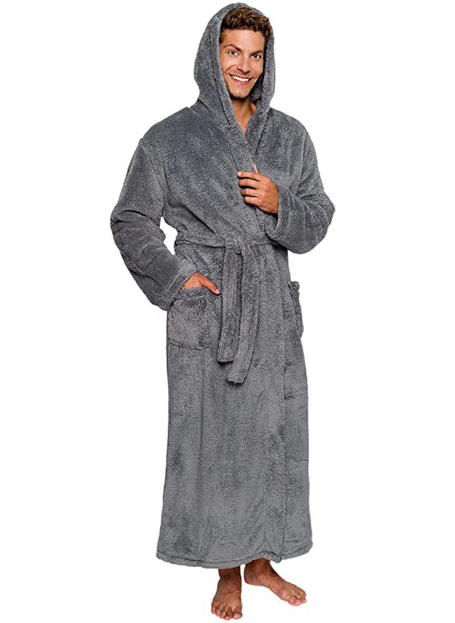 Fashion Group Long Men`S Fur Robe Suitable For Winter 