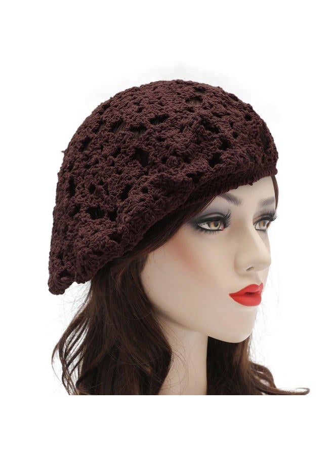 ZLYC Women's Beret, Floral Coffee, one Size fits Most - Image 3