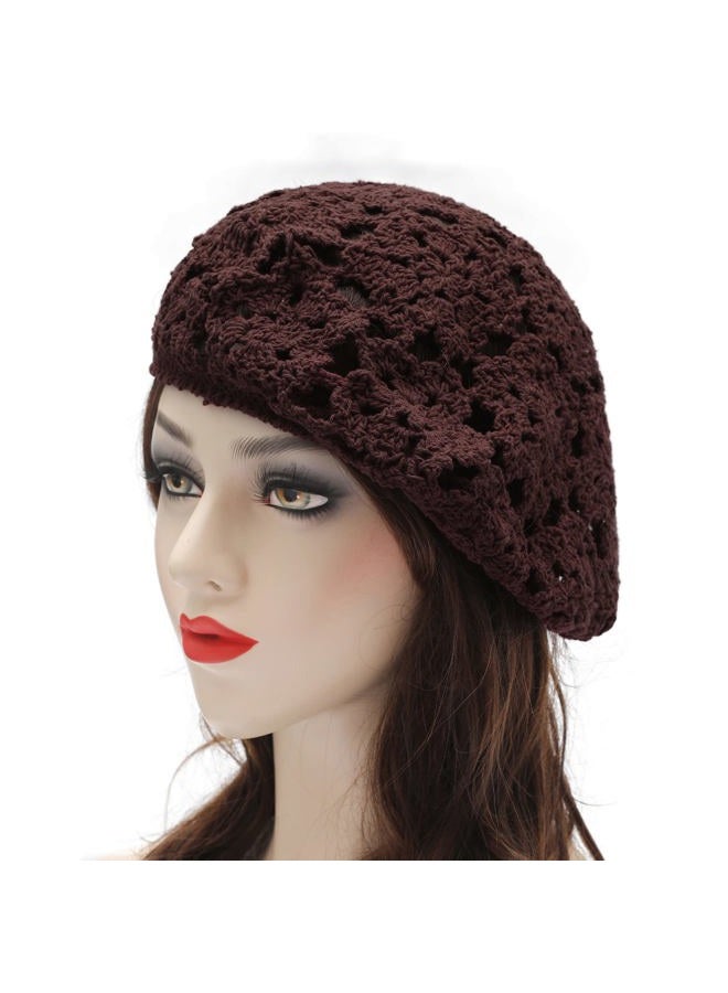 ZLYC Women's Beret, Floral Coffee, one Size fits Most - Image 2