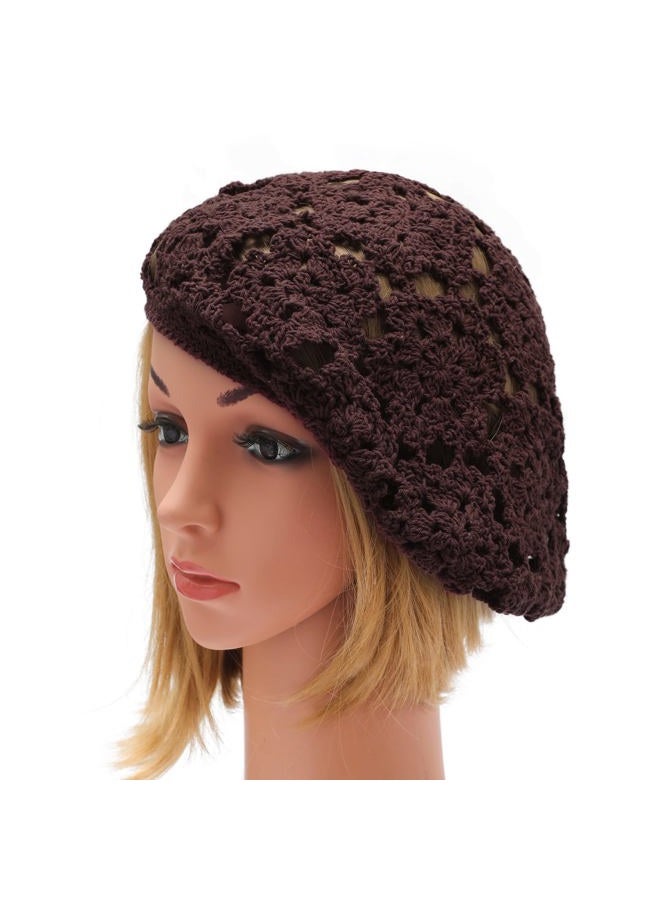 ZLYC Women's Beret, Floral Coffee, one Size fits Most - Image 4