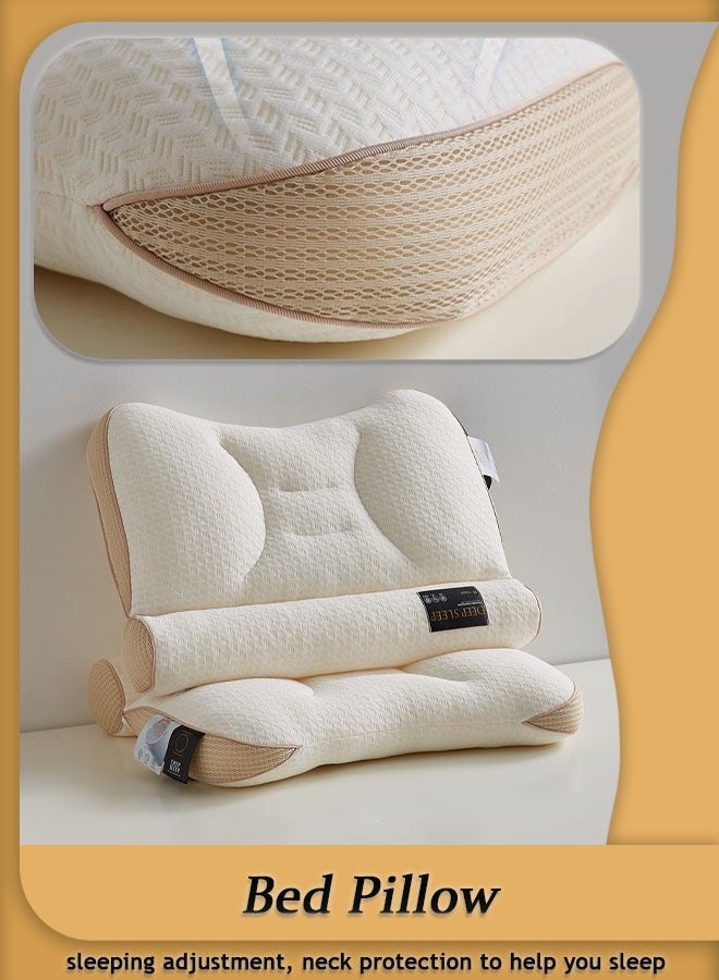 Bed Pillow For Sleeping Pillow For Neck And Shoulder Pain Relief Hose Filling Breathable Partition Design Fabric And Dense Stitching  Support Overall Machine Wash - Image 1