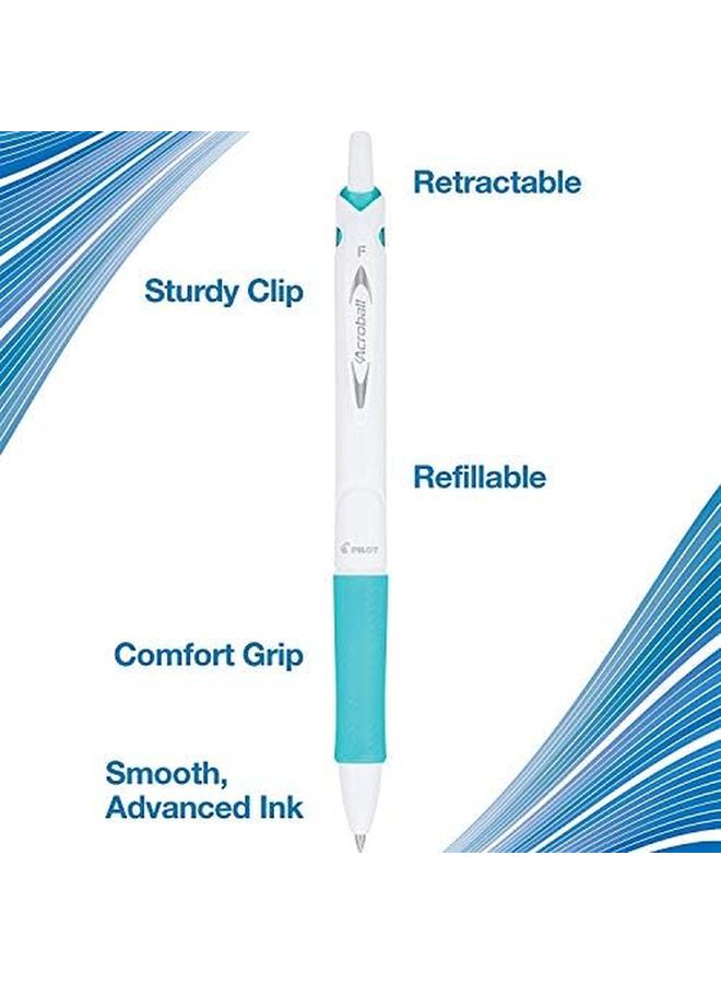 بايلوت أقلام حبر كروية متطورة قابلة لإعادة الملء وقابلة للسحب من Acroball Purewhite مع لمسات متنوعة من الحبر الأسود ذو النقاط الدقيقة 14 عبوة 14691 - Image 4