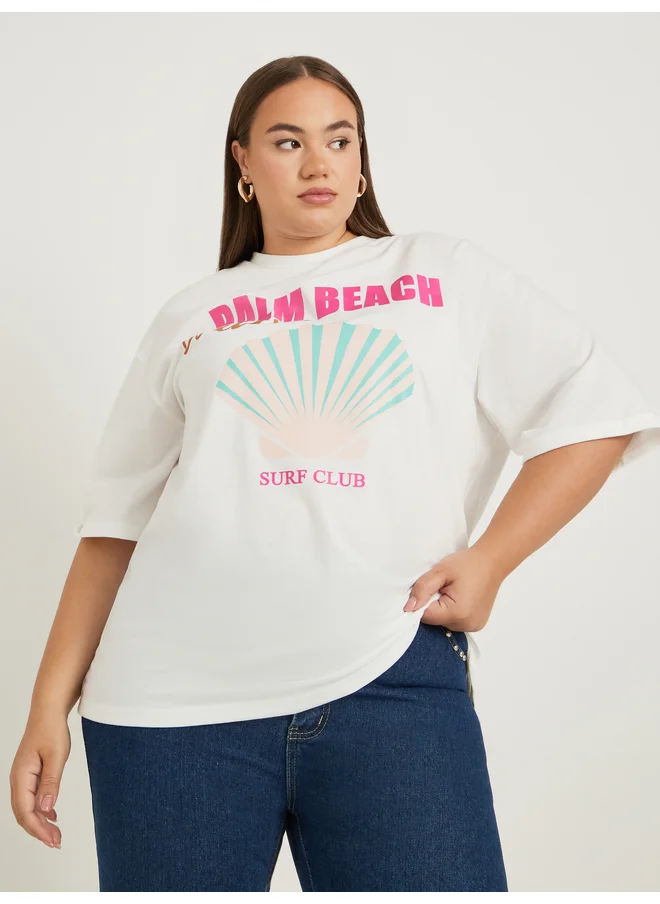Styli Styli Plus Size Graphic Print Short Sleeve Oversized T-Shirt