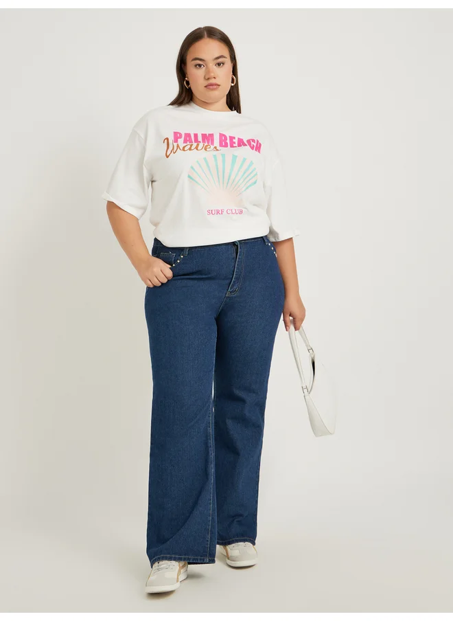 Styli Styli Plus Size Graphic Print Short Sleeve Oversized T-Shirt