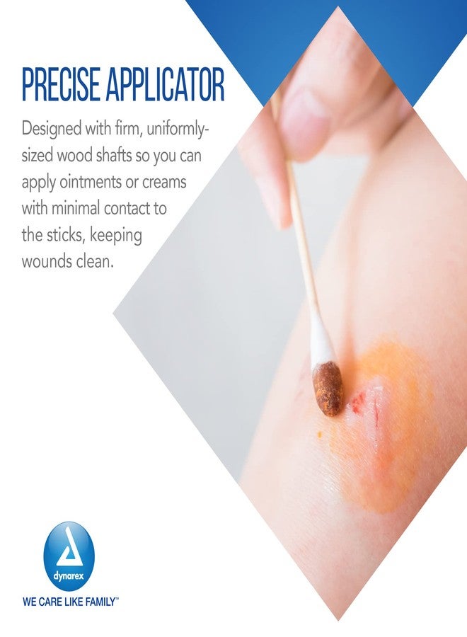 Dynarex 6-Inch Sterile Cotton Tipped Applicators - Single-Use Wooden Cotton Tip Applicators for Wound Care & Dressing, Hygiene, Makeup, Cleaning - 1 Box of 100 Pouches, 1 per Pouch - Image 4