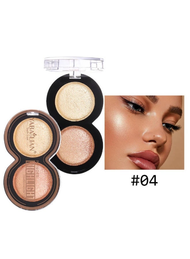 Yabaolian 2 Colors Glitter Highlighter Powder Palette,3 in 1 Blush and Highlighter Powder Makeup,Waterproof Long Lasting,Highly Pigmented Face Illuminator for a Glowing Look 1 Pcs Palette Color Number 4 - Image 1