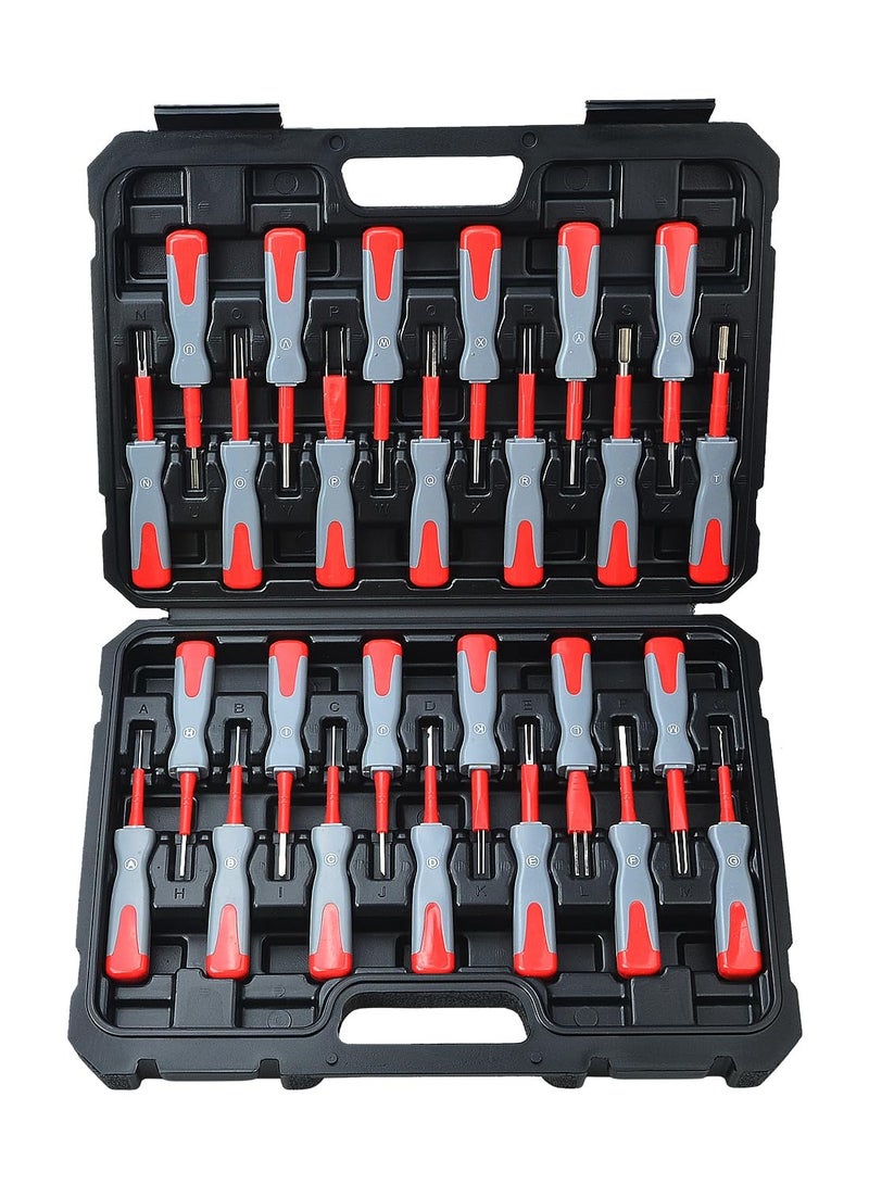 Excefore Terminal Removal Tool Kit, 26 PCS Universal Electrical Connector Terminal Removal Kit, Handle Strength Stainless Steel Tip for Domestic and Imported Vehicles, Extract pins with Minimal Damage  - Image 1