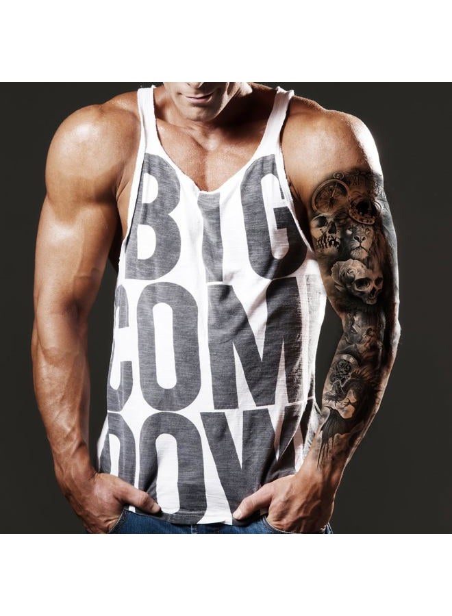 Kotbs 6 SheetsTribal Lion Forest Full Arm Temporary Tattoo Sleeves for Women Adults, Realistic Lion, Clock, and Skull Design, Fake Tattoo Sleeves for Cosplay, Halloween, and Festivals - Image 3