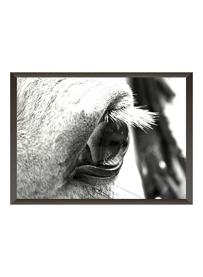 Horse Eye Wall Art Painting With Frame Black/White