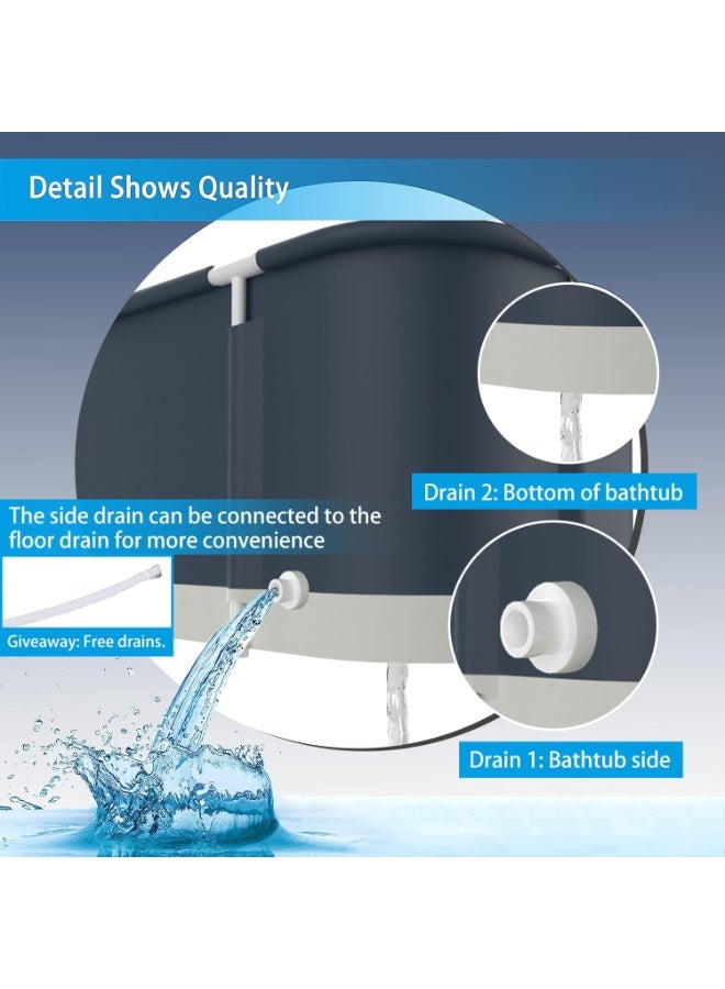 WALALLA Large Waterproof Portable Non-Inflatable Folding Soaking Spa Bathtub Barrel, Household Shower Bathing Tubs, Bathroom Family Separate SPA Tub for Adults and Kid - Image 5