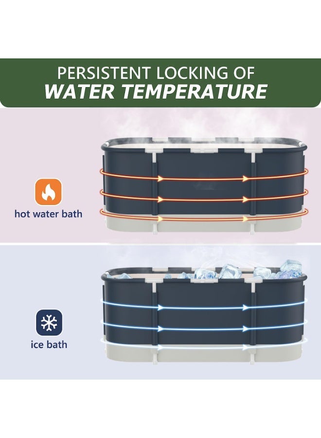 WALALLA Large Waterproof Portable Non-Inflatable Folding Soaking Spa Bathtub Barrel, Household Shower Bathing Tubs, Bathroom Family Separate SPA Tub for Adults and Kid - Image 4