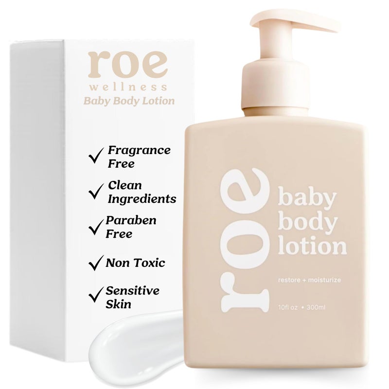 Roe Wellness Baby Lotion Moisturizer FragranceFree Great For Sensitive Skin Lightweight Moisturizing Lotion For Babies Infants Kids and More - Image 1