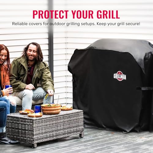 Grillman Premium Grill Cover for Outdoor Grill, BBQ Grill Cover 60 Inch- Rip-Proof, Waterproof, Top Heavy-Duty Large 60 Inch Grill Cover - Barbecue Cover & Gas Grill Covers (60"L x 28"W x 44"H, Black) - Image 2