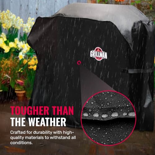 Grillman Premium Grill Cover for Outdoor Grill, BBQ Grill Cover 60 Inch- Rip-Proof, Waterproof, Top Heavy-Duty Large 60 Inch Grill Cover - Barbecue Cover & Gas Grill Covers (60"L x 28"W x 44"H, Black) - Image 5