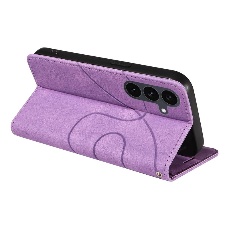 erorex For Samsung Galaxy S25 FE 5G Dual-color Splicing Flip Leather Phone Case(Purple) - Image 5