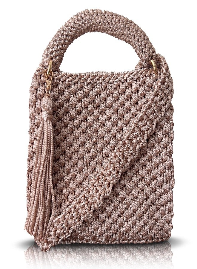 CHQEL Handmade Crochet Shoulder Bag for Women – Boho Knit Crossbody Purse with Tassel, Lightweight Woven Handbag, Stylish Casual Satchel for Everyday & Travel - Image 1