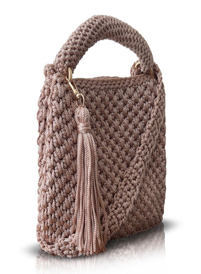 CHQEL Handmade Crochet Shoulder Bag for Women – Boho Knit Crossbody Purse with Tassel, Lightweight Woven Handbag, Stylish Casual Satchel for Everyday & Travel - Image 3
