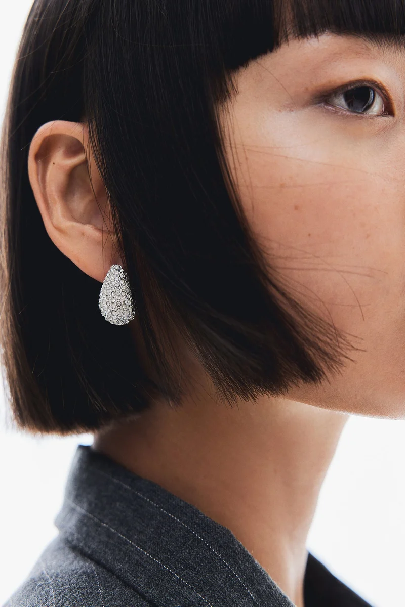 H&M Rhinestone-Decorated Dome Earrings