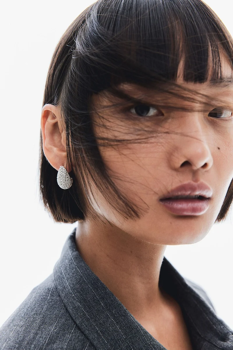 H&M Rhinestone-Decorated Dome Earrings