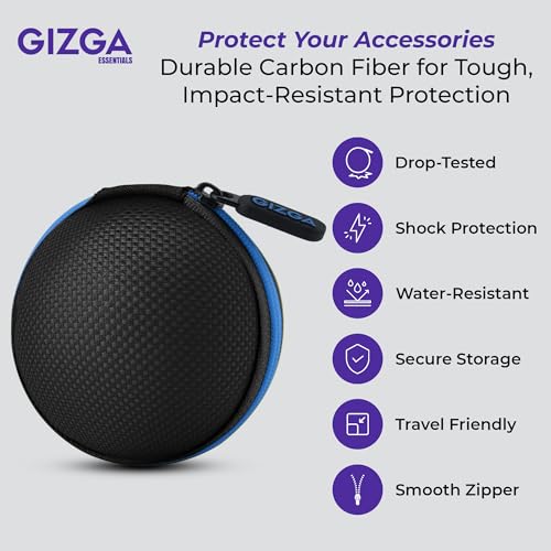 GIZGA essentials Earphone Carrying Case, Multi-Purpose Pocket Storage Travel Organizer for Earphones, Headset, Pen Drives, SD Cards, Shock-Proof Ballistic Nylon, Soft Fabric, Mesh Pocket, Blue - Image 2