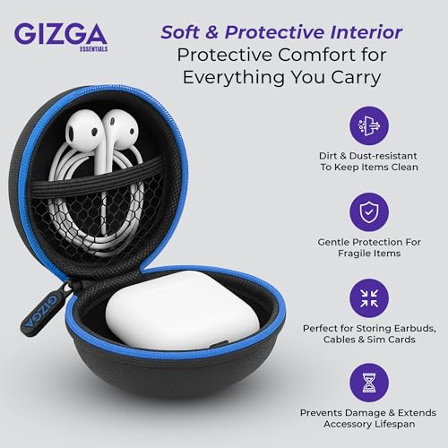 GIZGA essentials Earphone Carrying Case, Multi-Purpose Pocket Storage Travel Organizer for Earphones, Headset, Pen Drives, SD Cards, Shock-Proof Ballistic Nylon, Soft Fabric, Mesh Pocket, Blue - Image 3