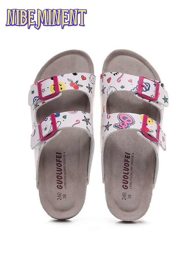NIBEMINENT - Cork Slippers for Men and Women with Double Row Belt Buckle Sandals, Beach Shoes, Haken Shoes - Image 1
