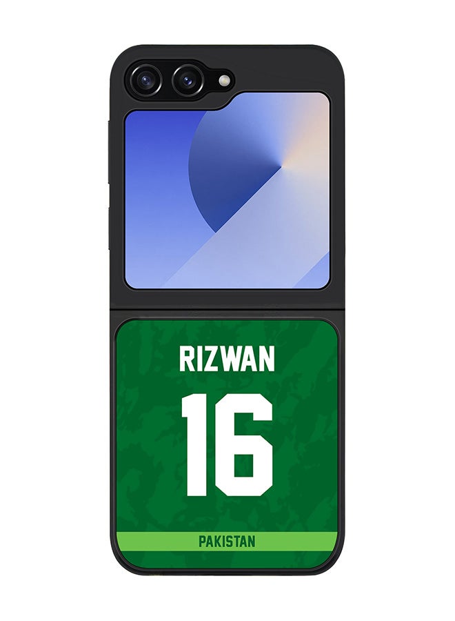Stylizedd Rugged Black edge case for Samsung Galaxy Z Flip7 FE, Slim fit Case Flexible Anti Drop TPU Gel Thin Cover - Team Pakistan Mohammad Rizwan, Jersey No 16 - Image 1