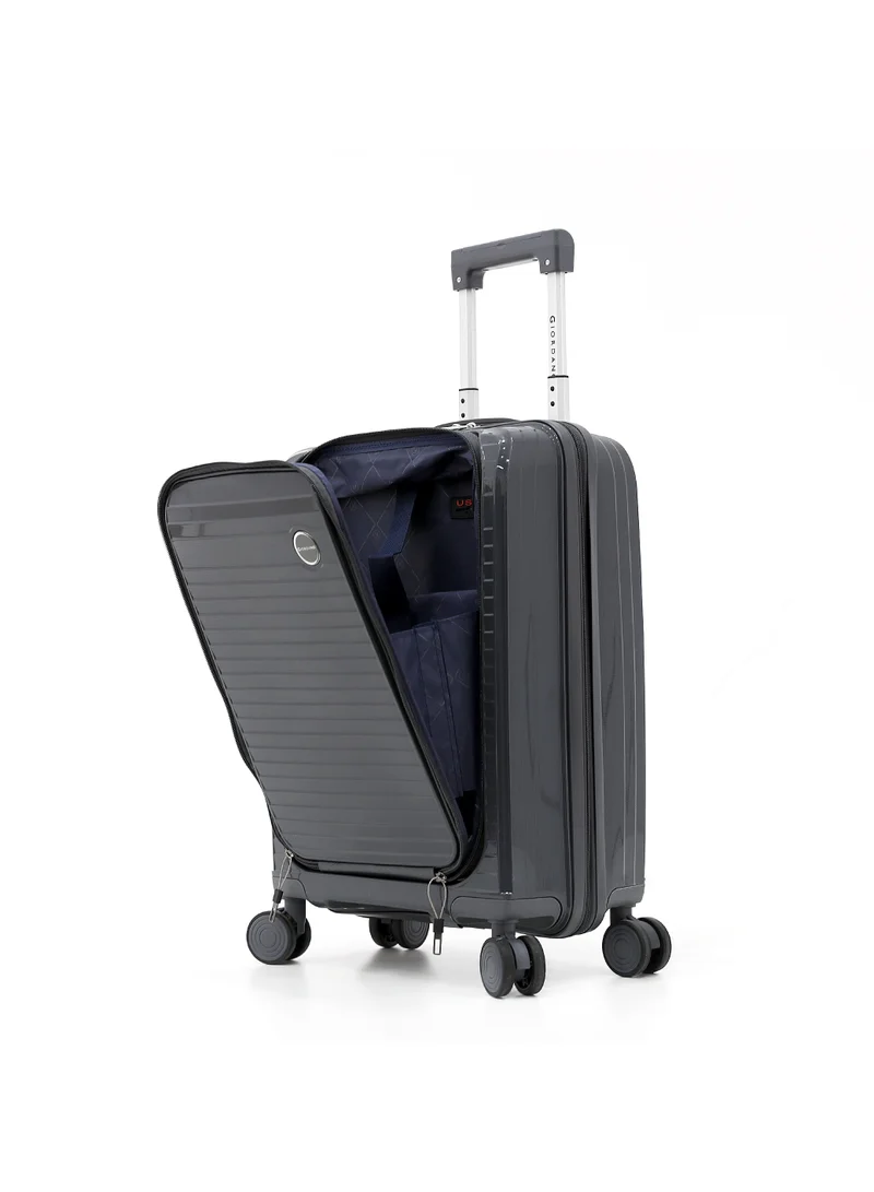 GIORDANO Unbreakable Hardshell PP Luggage Trolley Bag 20 inch Cabin Size With Double Spinner Wheels,Grey