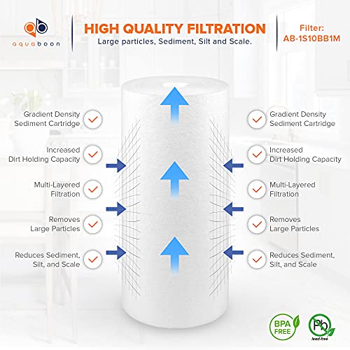 Aquaboon Whole House 1 Micron Water Filter 10 x 4.5 Against Sediment Water Filter Cartridge Replacement Compatible with DGD-5005, AP810, 4-Pack - Image 3